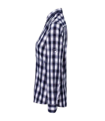 Premier Ladies Mulligan Check Long Sleeve Shirt | White/Navy Shirt Premier style-pr350 Schoolwear Centres