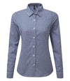 Premier Ladies Maxton Check Long Sleeve Shirt | Navy/White Shirt Premier style-pr352 Schoolwear Centres