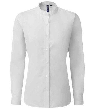 Premier Ladies Banded Collar Grandad Shirt | White Shirt Premier style-pr358 Schoolwear Centres