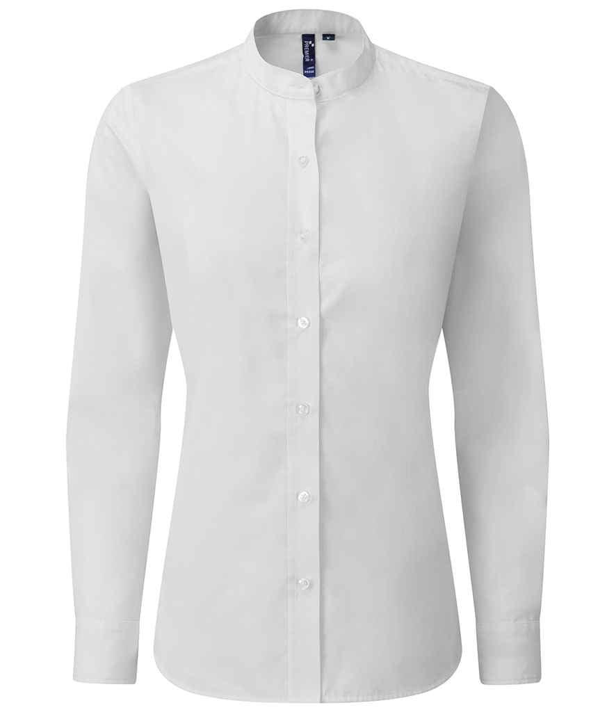 Premier Ladies Banded Collar Grandad Shirt | White Shirt Premier style-pr358 Schoolwear Centres