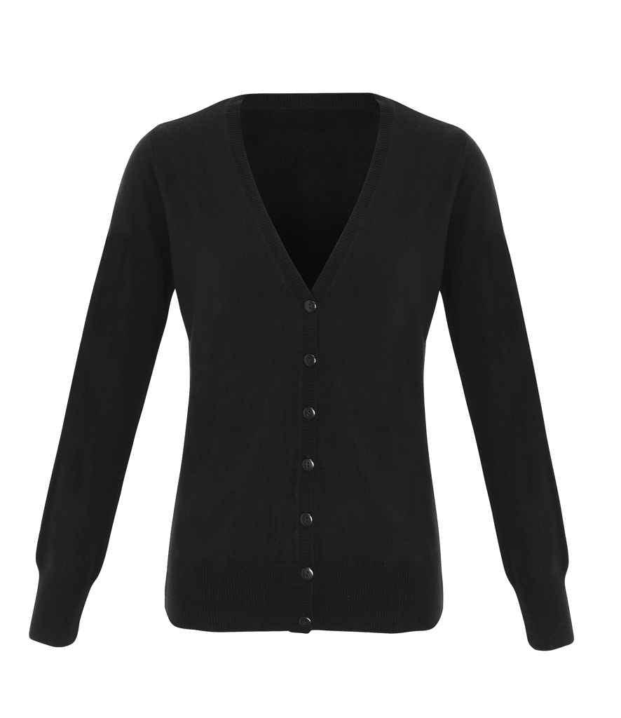 Premier Ladies Essential Acrylic V Neck Cardigan | Black Cardigan Premier style-pr402 Schoolwear Centres