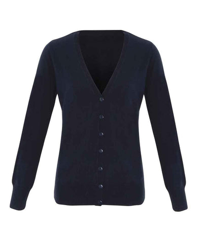 Premier Ladies Essential Acrylic V Neck Cardigan | Navy Cardigan Premier style-pr402 Schoolwear Centres