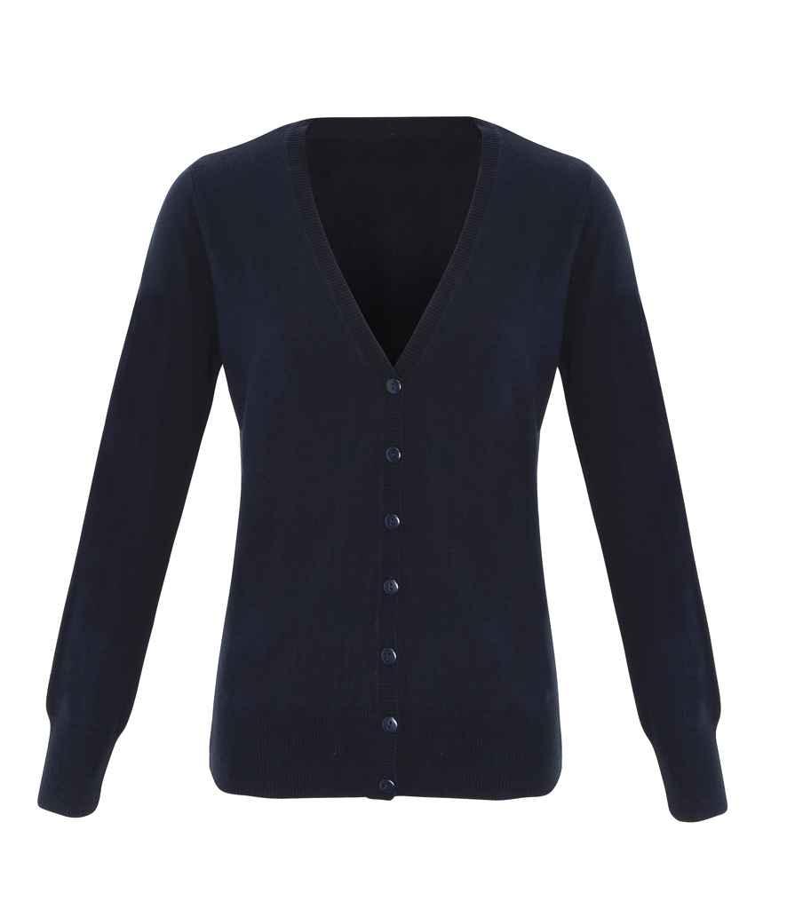 Premier Ladies Essential Acrylic V Neck Cardigan | Navy Cardigan Premier style-pr402 Schoolwear Centres