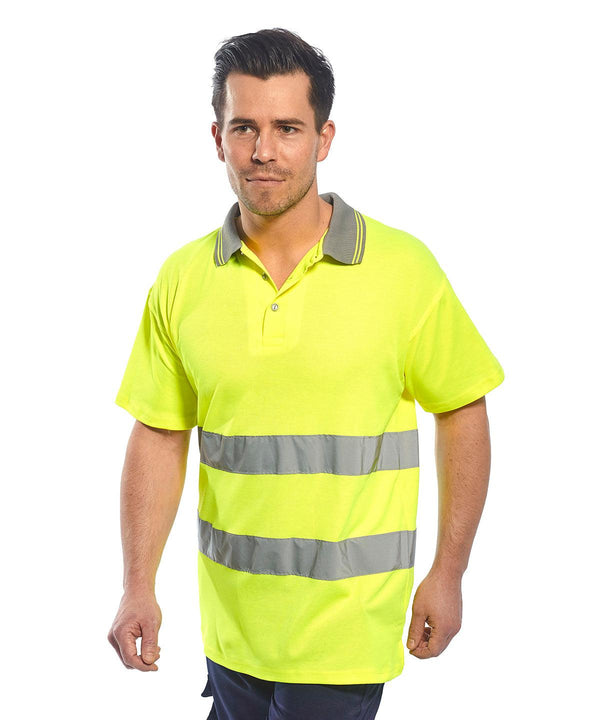 Yellow - Cotton Comfort polo shirt (S171) Polos Portwest Plus Sizes, Polos & Casual, Safetywear, Workwear Schoolwear Centres