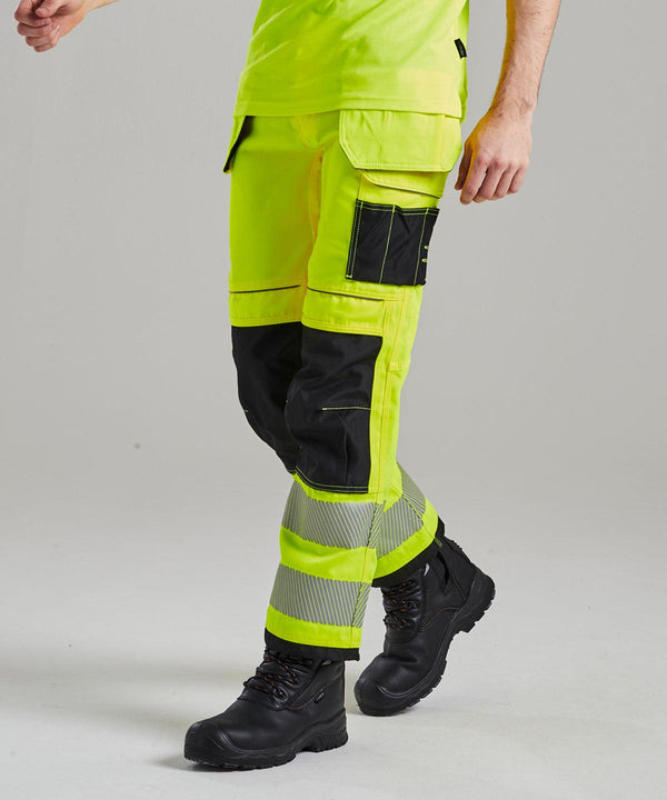 Yellow/Black - PW3 Hi-vis holster work trousers (T501) regular fit Trousers Portwest Plus Sizes, Safety Essentials, Safetywear, Trousers & Shorts, UPF Protection, Workwear Schoolwear Centres