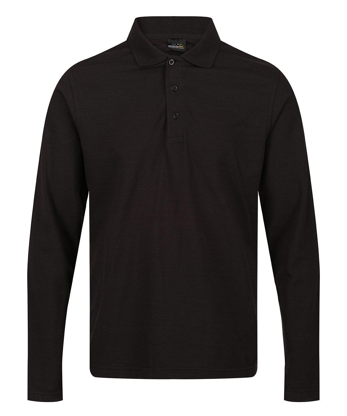 Black - Pro 65/35 long sleeve polo Polos Regatta Professional New Styles for 2023, Organic & Conscious, Plus Sizes, Polos & Casual, Rebrandable Schoolwear Centres
