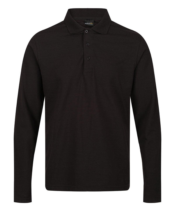 Black - Pro 65/35 long sleeve polo Polos Regatta Professional New Styles for 2023, Organic & Conscious, Plus Sizes, Polos & Casual, Rebrandable Schoolwear Centres
