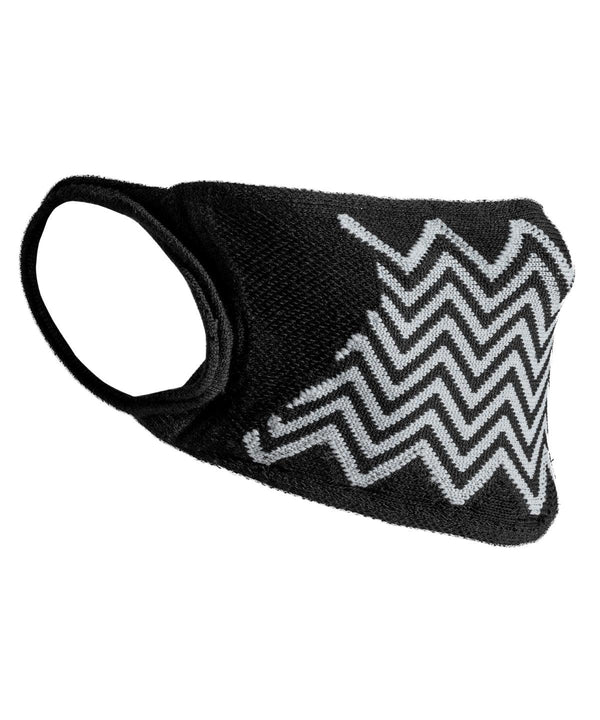 Black/Grey - Natural yarn antibacterial zig zag face mask (Non-PPE) (Pack of 5) Face Covers Result Essential Hygiene PPE Face Covers, Personal Protection Schoolwear Centres