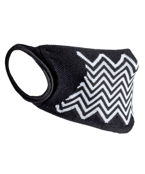 Black/White - Natural yarn antibacterial zig zag face mask (Non-PPE) (Pack of 5) Face Covers Result Essential Hygiene PPE Face Covers, Personal Protection Schoolwear Centres