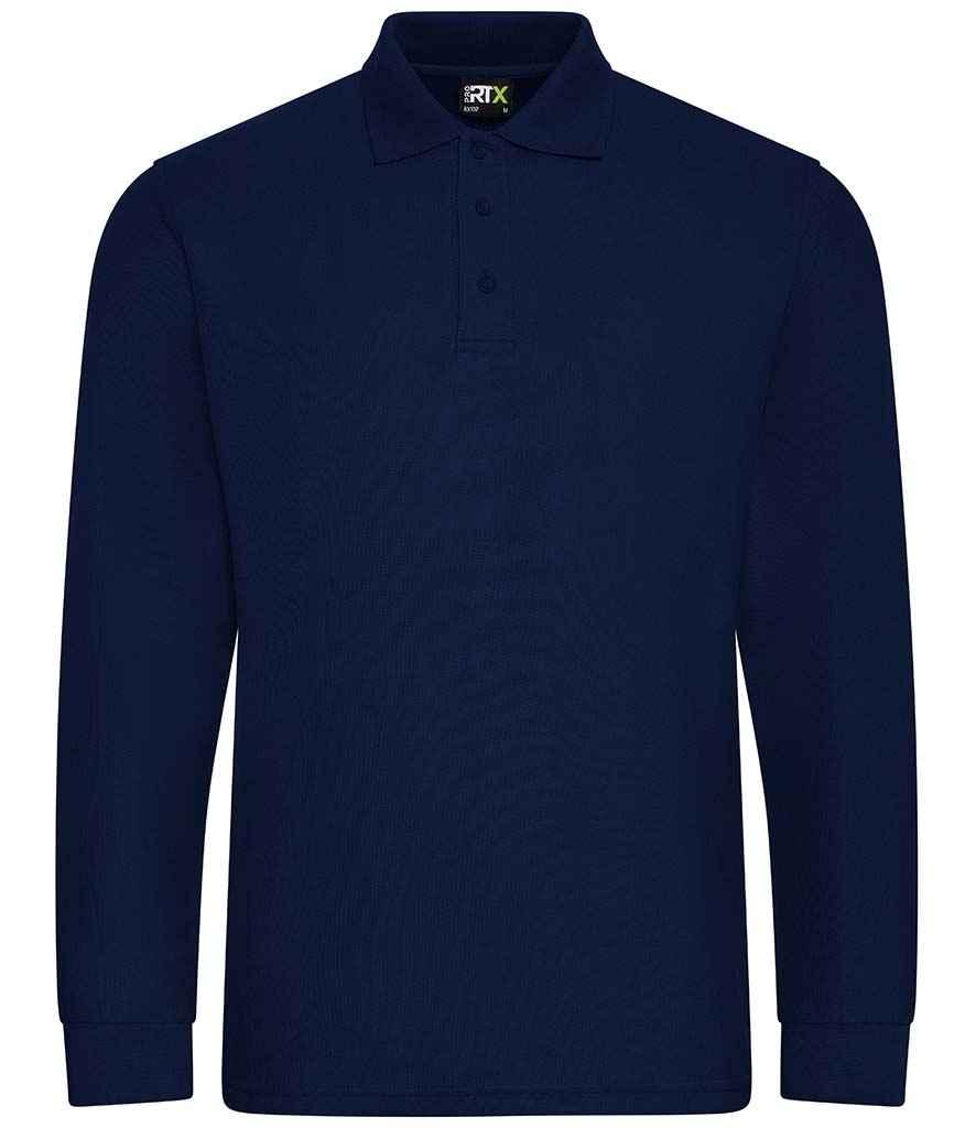 Pro RTX Pro Long Sleeve Piqué Polo Shirt | Navy Polo Pro RTX style-rx102 Schoolwear Centres