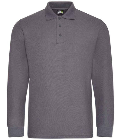 Pro RTX Pro Long Sleeve Piqué Polo Shirt | Solid Grey Polo Pro RTX style-rx102 Schoolwear Centres