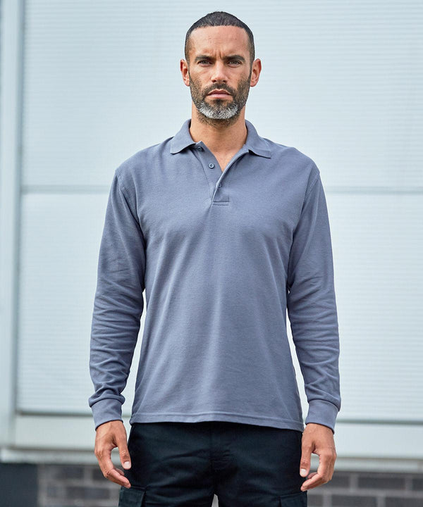 Solid Grey - Pro long sleeve polo Polos ProRTX Back to Business, Must Haves, New For 2021, New Styles For 2021, Plus Sizes, Polos & Casual, Safe to wash at 60 degrees, Workwear Schoolwear Centres