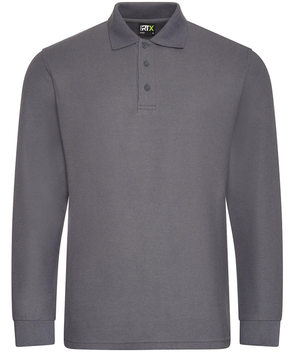 Solid Grey - Pro long sleeve polo Polos ProRTX Back to Business, Must Haves, New For 2021, New Styles For 2021, Plus Sizes, Polos & Casual, Safe to wash at 60 degrees, Workwear Schoolwear Centres