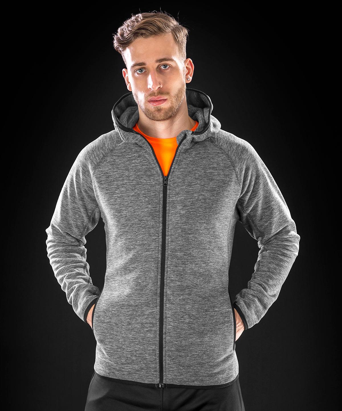 Grey/Black - Microfleece hoodi Hoodies Spiro Hoodies, On-Trend Activewear, Plus Sizes, Rebrandable, Sports & Leisure, Streetwear Schoolwear Centres