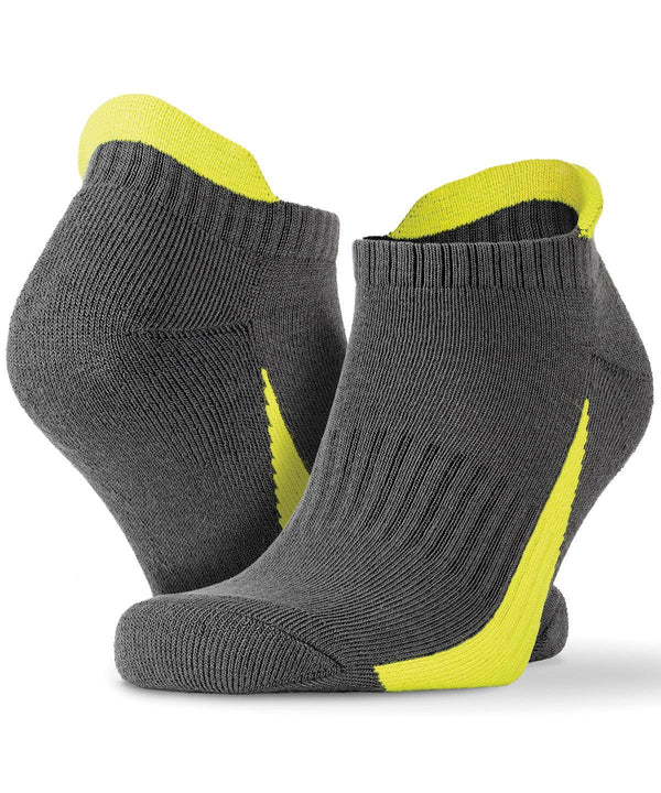 Grey/Lime - 3-pack sports sneaker socks Socks Spiro Athleisurewear, Back to Fitness, Gifting & Accessories, On-Trend Activewear, Rebrandable, Sports & Leisure Schoolwear Centres