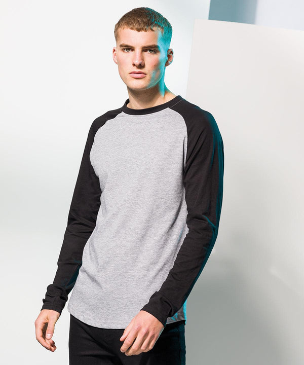 White/Heather Grey - Long sleeve baseball t-shirt T-Shirts SF Luxe Streetwear, Raladeal - Recently Added, Street Casual, T-Shirts & Vests Schoolwear Centres