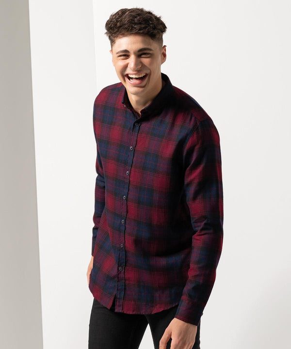 Burgundy Check - Brushed check casual shirt with button-down collar Shirts SF Checked shirts, Rebrandable, Sale, Shirts & Blouses Schoolwear Centres