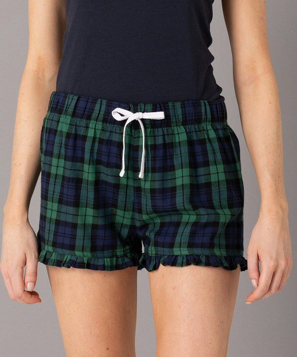 Navy/Green Check - Women's tartan frill shorts Shorts SF Lounge & Underwear, Lounge Sets, Rebrandable Schoolwear Centres