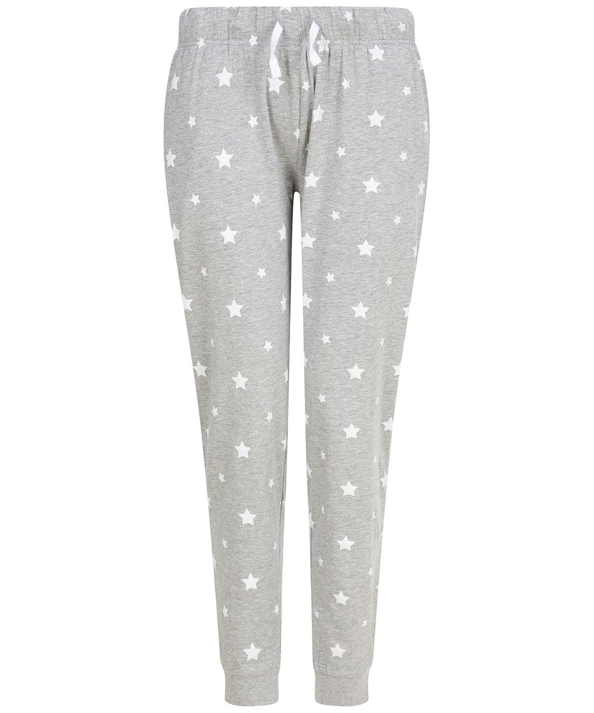 Heather Grey/White Stars - Women's cuffed lounge pants Loungewear Bottoms SF Home Comforts, Lounge & Underwear, Lounge Sets, New For 2021, New Styles For 2021 Schoolwear Centres