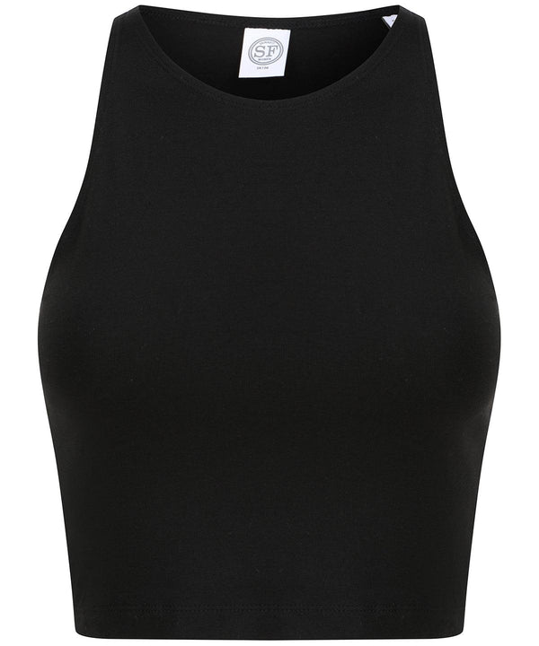 Black - Women's cropped top Vests SF Lounge Sets, New For 2021, New Styles For 2021, T-Shirts & Vests, Women's Fashion Schoolwear Centres