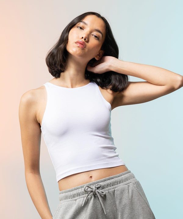 White - Women's cropped top Vests SF Lounge Sets, New For 2021, New Styles For 2021, T-Shirts & Vests, Women's Fashion Schoolwear Centres