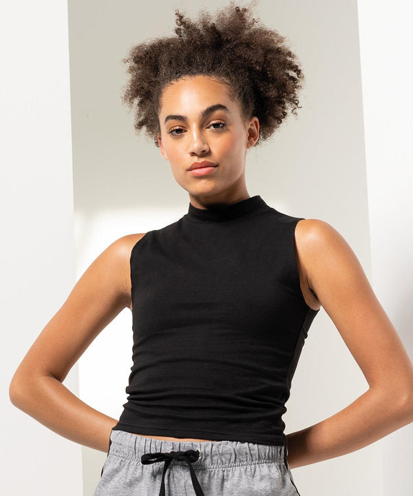 Black - Women's high neck crop vest Vests SF Cropped, Rebrandable, T-Shirts & Vests, Women's Fashion Schoolwear Centres