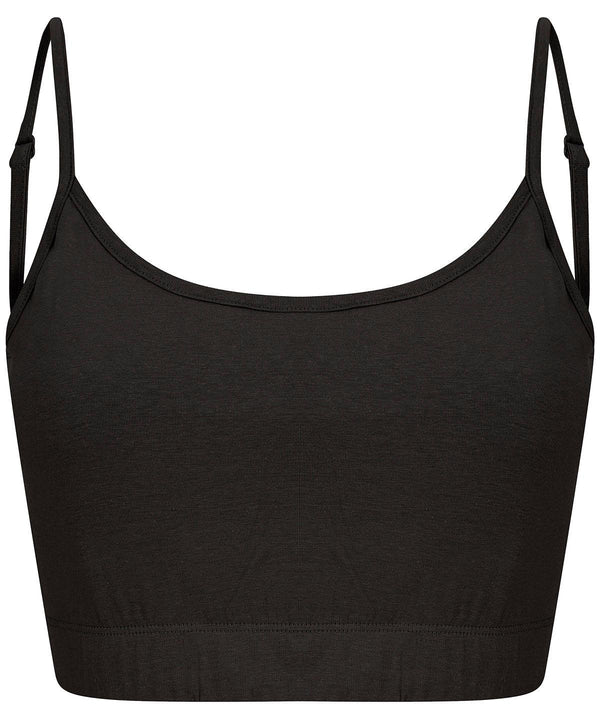 Black - Women's sustainable fashion cropped cami top with adjustable straps T-Shirts SF Cropped, Festival, New Styles For 2022, Organic & Conscious, T-Shirts & Vests, Women's Fashion Schoolwear Centres