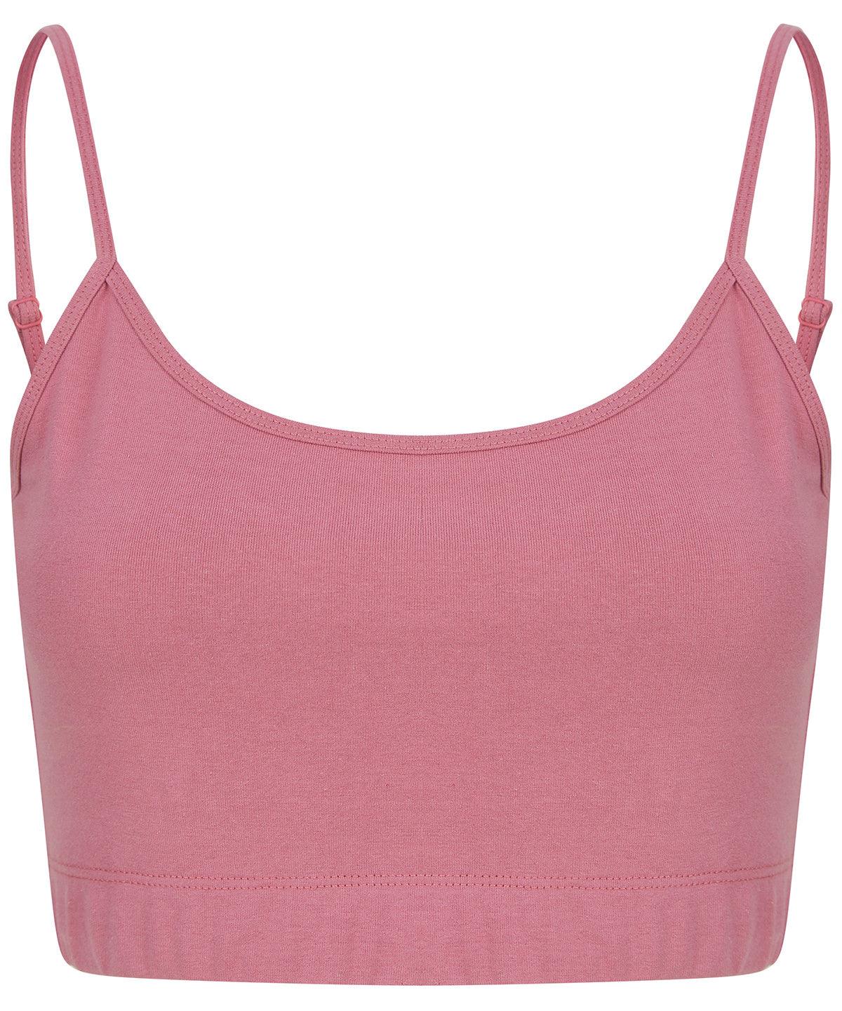 Dusky Pink - Women's sustainable fashion cropped cami top with adjustable straps T-Shirts SF Cropped, Festival, New Styles For 2022, Organic & Conscious, T-Shirts & Vests, Women's Fashion Schoolwear Centres