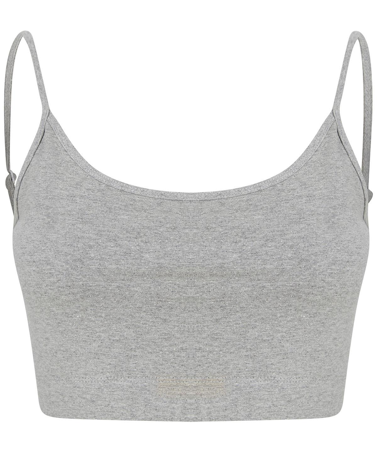 Heather Grey - Women's sustainable fashion cropped cami top with adjustable straps T-Shirts SF Cropped, Festival, New Styles For 2022, Organic & Conscious, T-Shirts & Vests, Women's Fashion Schoolwear Centres