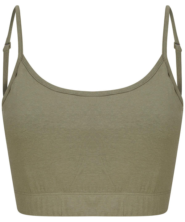 Khaki - Women's sustainable fashion cropped cami top with adjustable straps T-Shirts SF Cropped, Festival, New Styles For 2022, Organic & Conscious, T-Shirts & Vests, Women's Fashion Schoolwear Centres