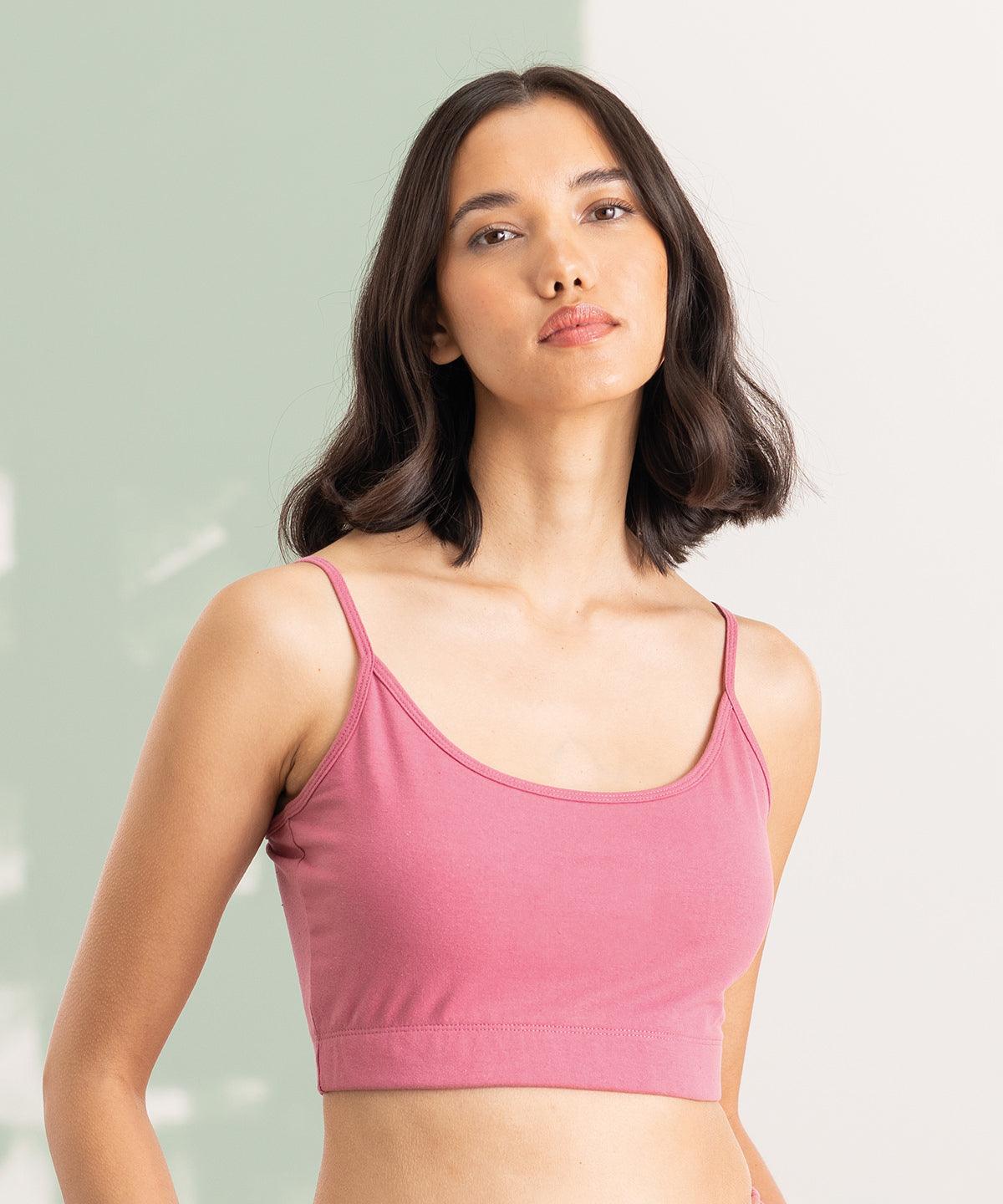 Dusky Pink - Women's sustainable fashion cropped cami top with adjustable straps T-Shirts SF Cropped, Festival, New Styles For 2022, Organic & Conscious, T-Shirts & Vests, Women's Fashion Schoolwear Centres