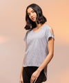 Heather Grey - T-shirt with drop detail T-Shirts SF Rebrandable, T-Shirts & Vests, Women's Fashion Schoolwear Centres