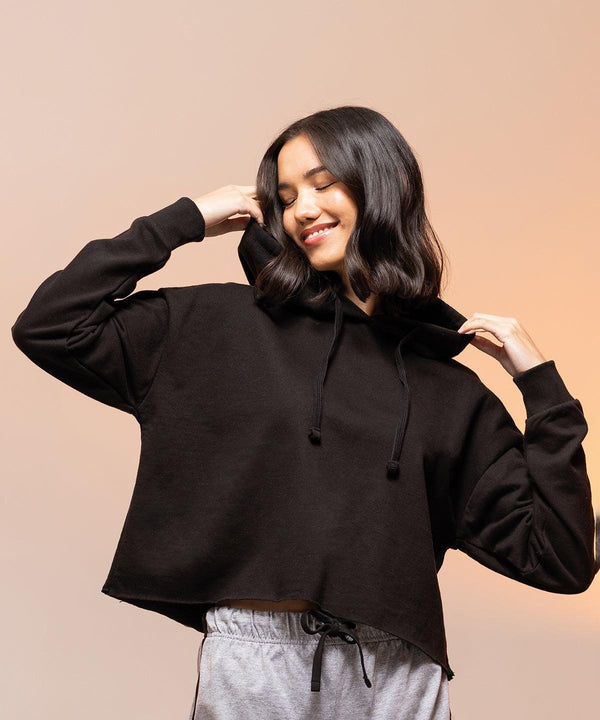Black - Women's cropped slounge hoodie Hoodies SF Cropped, Directory, Hoodies, Rebrandable, Women's Fashion Schoolwear Centres