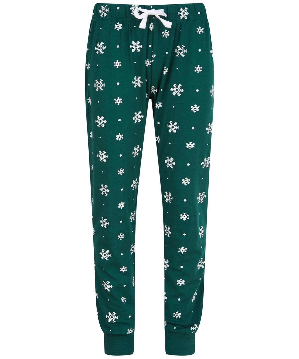 Bottle/White Snowflakes - Kids cuffed lounge pants Loungewear Bottoms SF Minni Home Comforts, Junior, Lounge & Underwear, Lounge Sets, New For 2021, New Styles For 2021 Schoolwear Centres