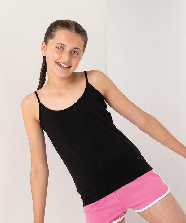 Black - Kids feel good stretch spaghetti vest Vests SF Minni Plus Sizes, T-Shirts & Vests Schoolwear Centres