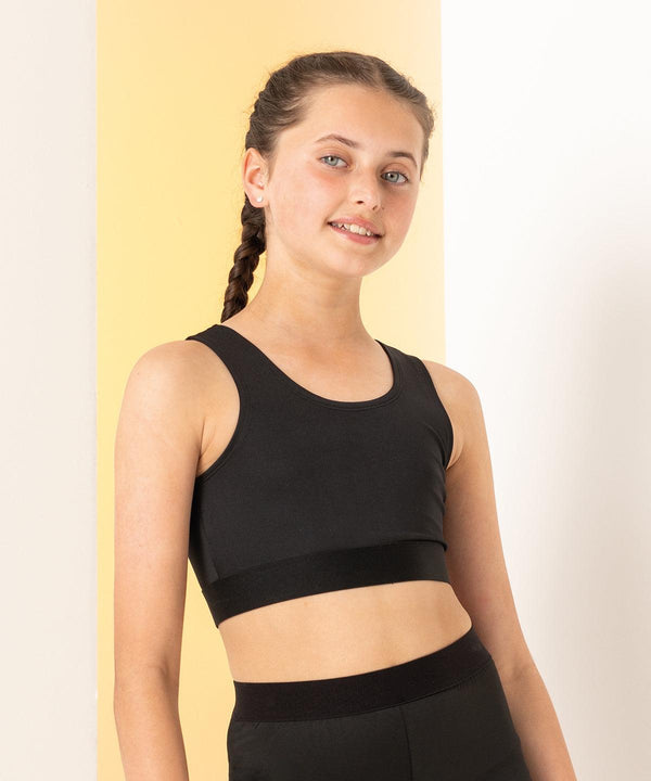 Black/White - Kids fashion crop top Vests SF Minni Athleisurewear, Junior, Sublimation, T-Shirts & Vests Schoolwear Centres