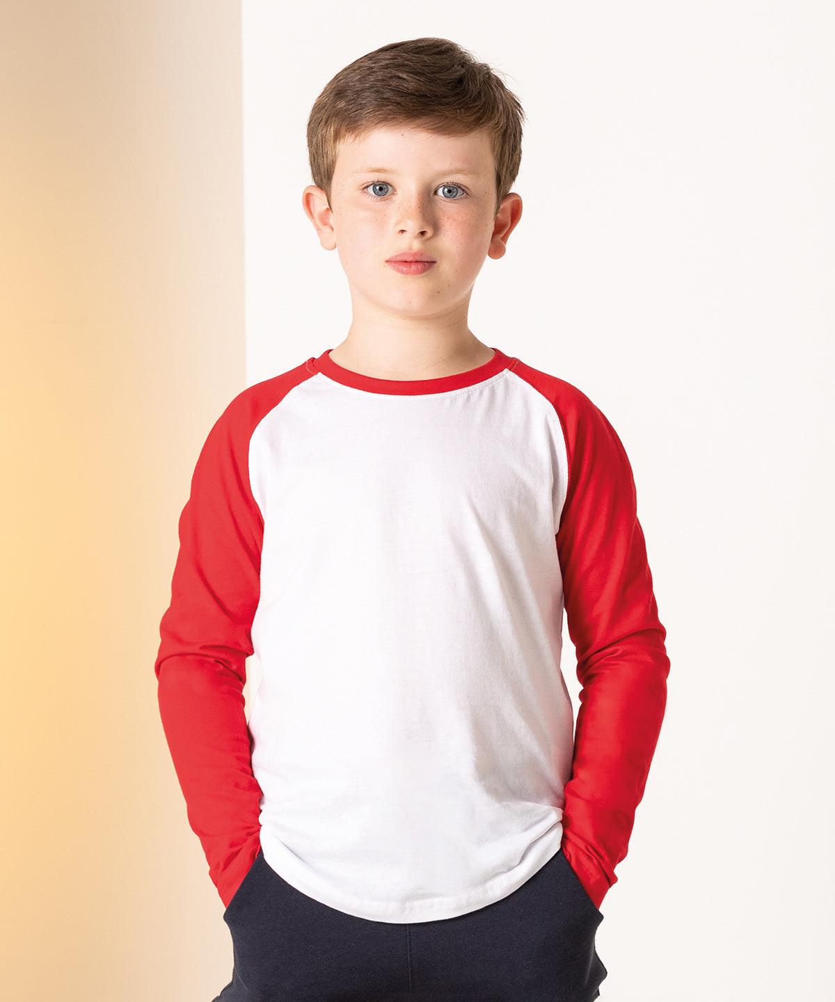 Heather Grey/Royal - Kids long sleeve baseball T T-Shirts SF Minni Junior, Raladeal - Recently Added, Rebrandable, T-Shirts & Vests Schoolwear Centres