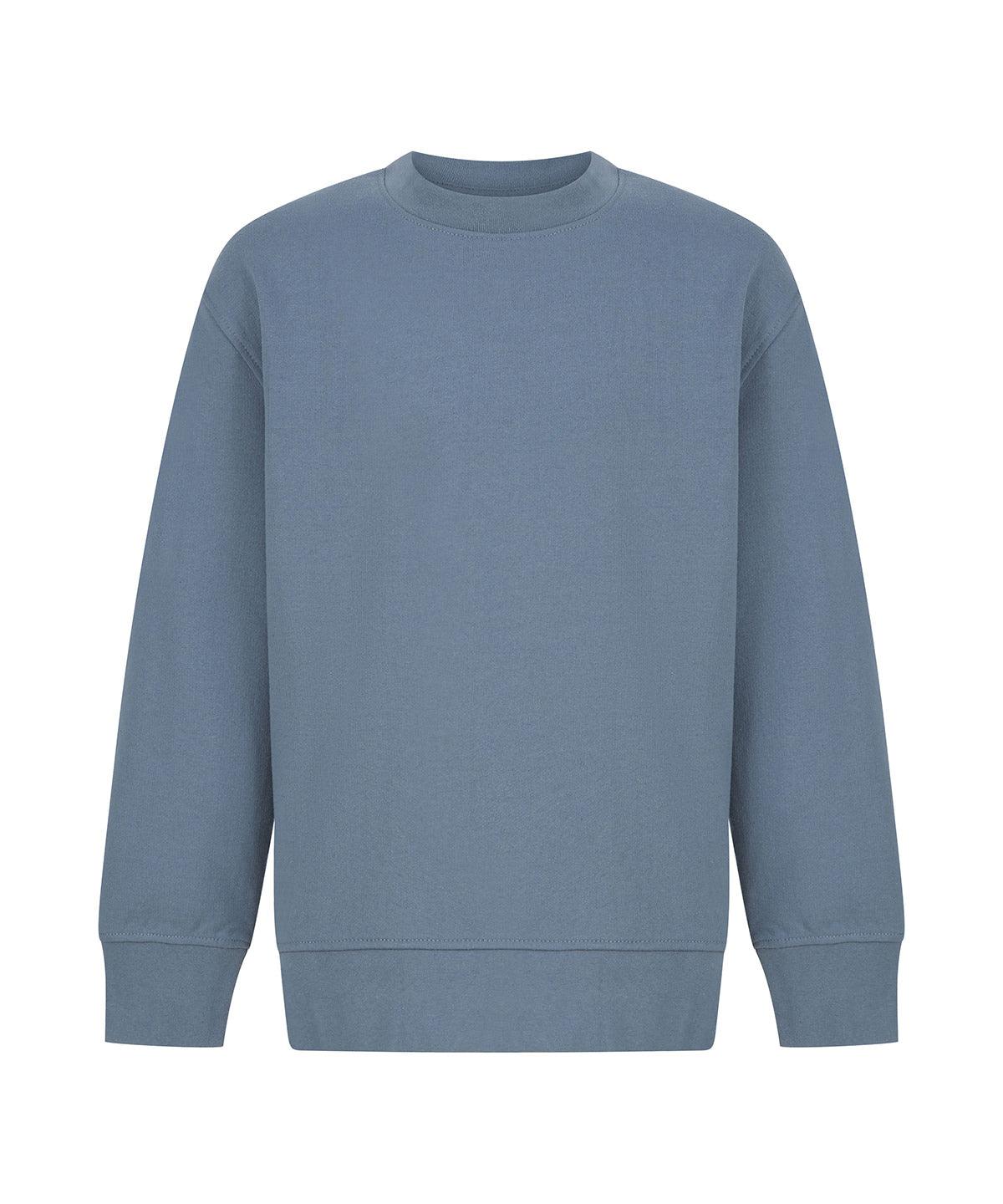 Stone Blue - Kids sustainable fashion curved hem sweatshirt Sweatshirts SF Minni New Styles for 2023, Organic & Conscious, Rebrandable, Sweatshirts Schoolwear Centres