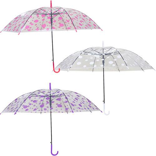 Spot Print Clear Umbrella | Purple | White | Pink Accessories Schoolwear Centres Spot Print Clear Umbrella | Purple | White | Pink Schoolwear Centres