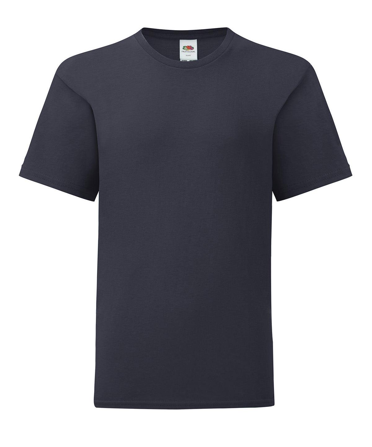 Deep Navy - Kids iconic 150 T T-Shirts Fruit of the Loom Junior, Must Haves, New Colours for 2023, Rebrandable, T-Shirts & Vests Schoolwear Centres