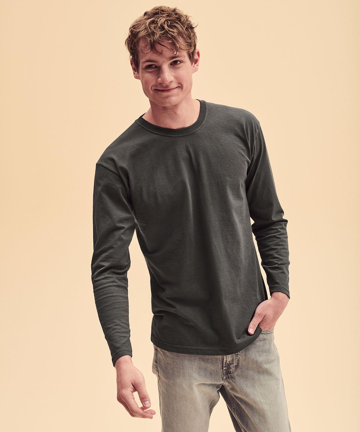 Dark Heather Grey - Valueweight long sleeve T T-Shirts Fruit of the Loom Must Haves, T-Shirts & Vests Schoolwear Centres