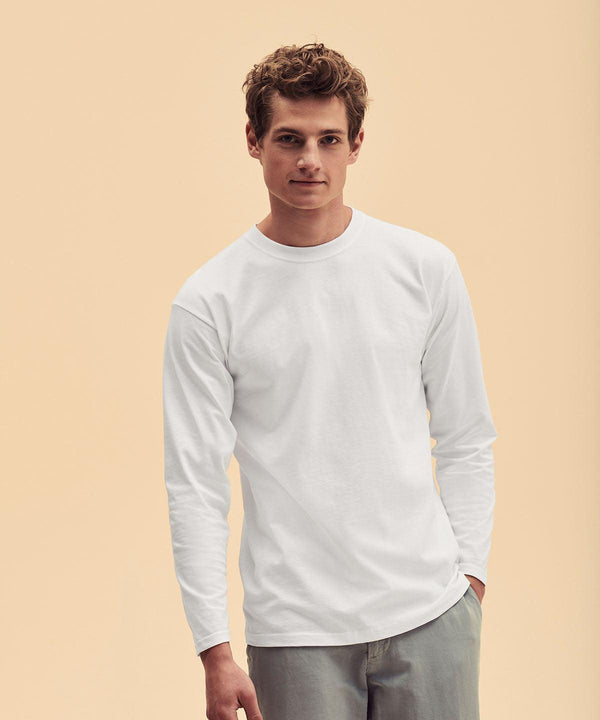 White - Super premium long sleeve T T-Shirts Fruit of the Loom Safe to wash at 60 degrees, T-Shirts & Vests, Tees safe to wash at 60 degrees Schoolwear Centres
