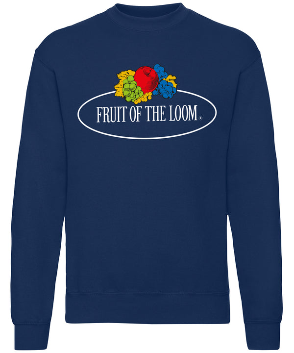 Navy - Vintage set-in sweatshirt large logo print Sweatshirts Fruit of the Loom Vintage Collection New For 2021, New Styles For 2021, Sweatshirts, Trending Loungewear Schoolwear Centres