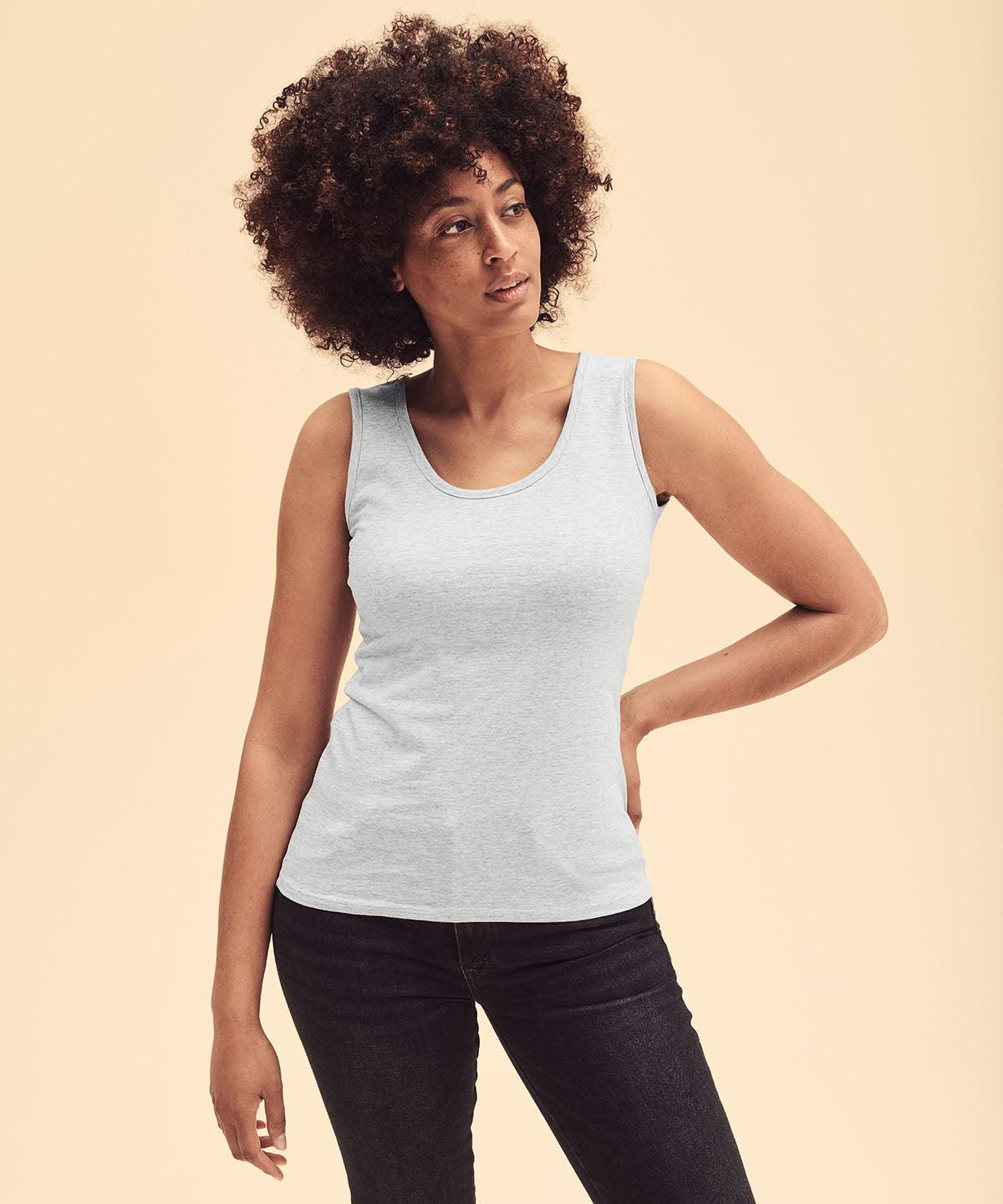 Heather Grey - Women's valueweight vest Vests Fruit of the Loom Must Haves, T-Shirts & Vests Schoolwear Centres