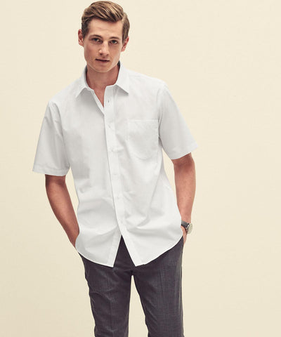 Navy - Poplin short sleeve shirt Shirts Fruit of the Loom Plus Sizes, Shirts & Blouses, Workwear Schoolwear Centres