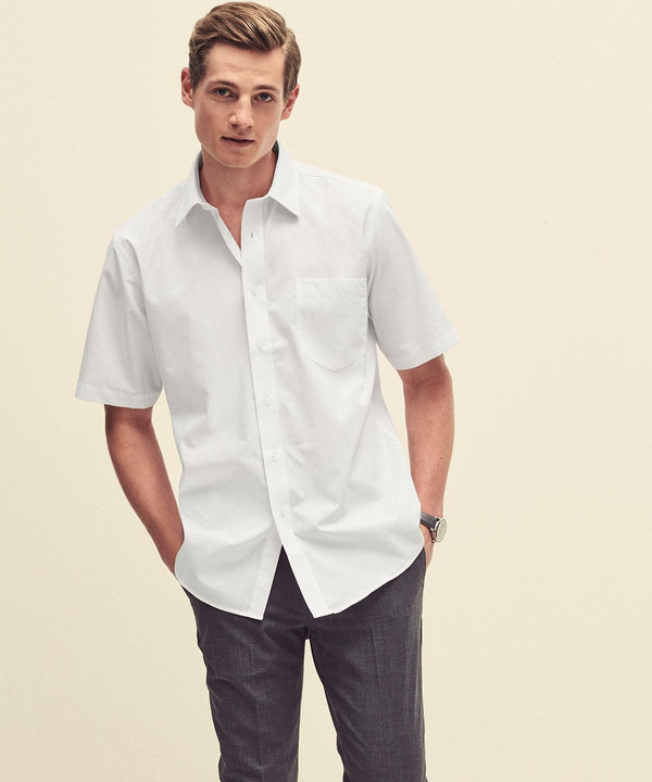 Mid Blue - Poplin short sleeve shirt Shirts Fruit of the Loom Plus Sizes, Shirts & Blouses, Workwear Schoolwear Centres
