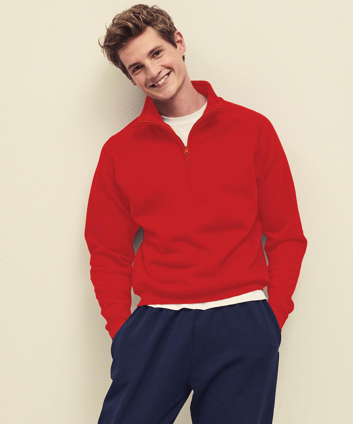 Red - Classic 80/20 zip neck sweatshirt Sweatshirts Fruit of the Loom Must Haves, New Sizes for 2021, Plus Sizes, Sweatshirts Schoolwear Centres