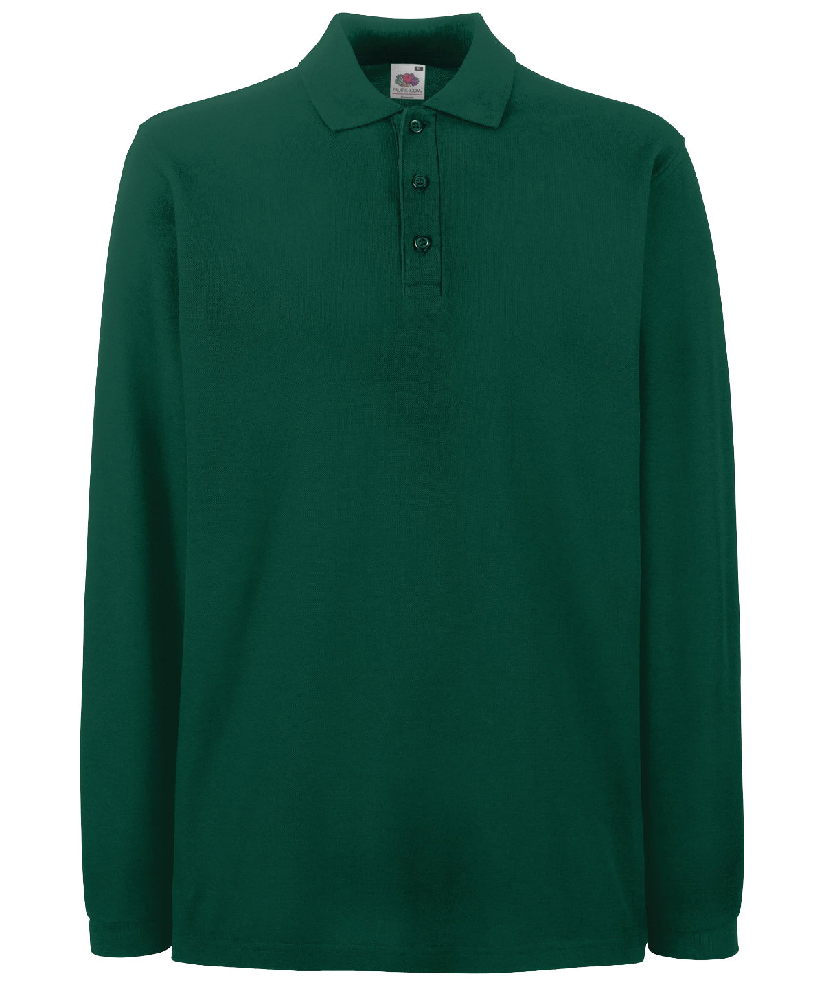 Forest Green - Premium long sleeve polo Polos Fruit of the Loom Fruit of the Loom Polos, Must Haves, New Colours For 2022, Plus Sizes, Polos & Casual Schoolwear Centres