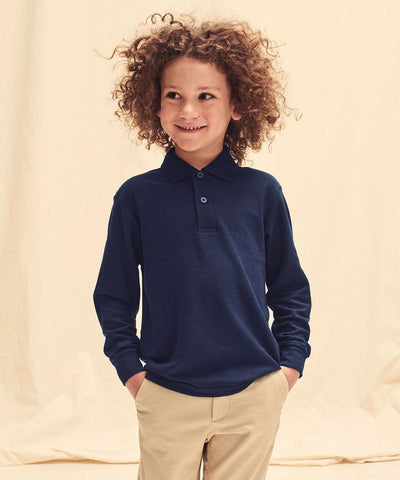 White - Kids long sleeve 65/35 polo Polos Fruit of the Loom Junior, Must Haves, Polos & Casual Schoolwear Centres
