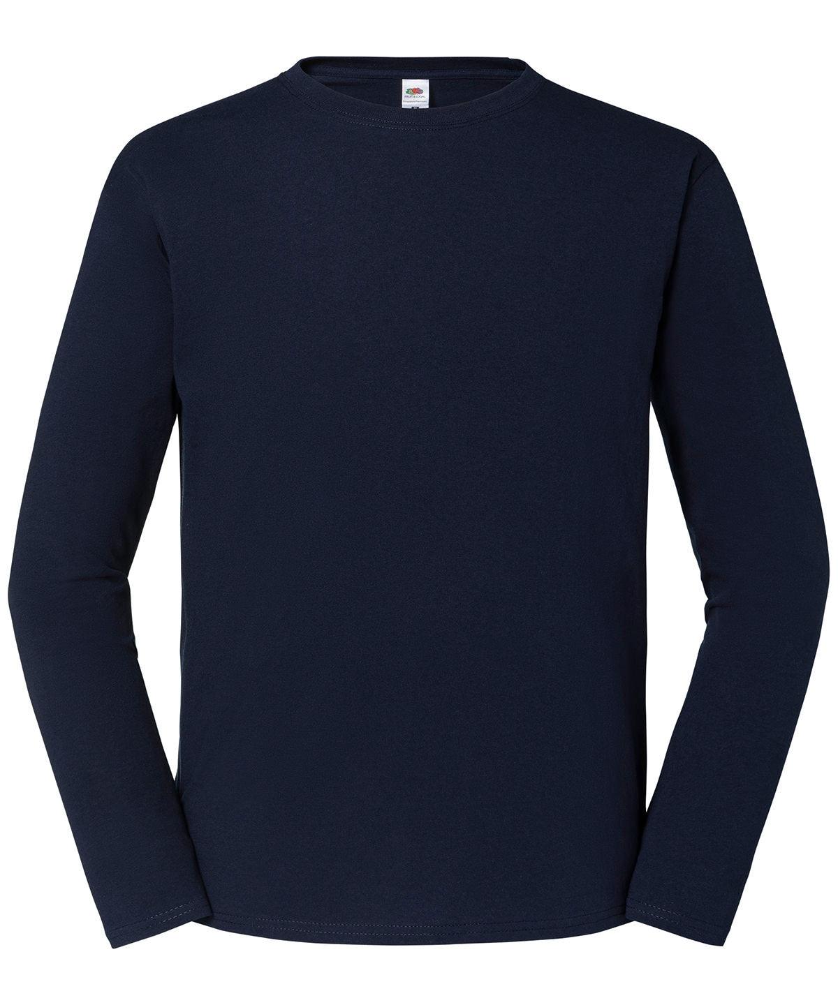 Deep Navy - Iconic 195 ringspun premium long sleeve T T-Shirts Fruit of the Loom New Styles for 2023, Plus Sizes, T-Shirts & Vests Schoolwear Centres